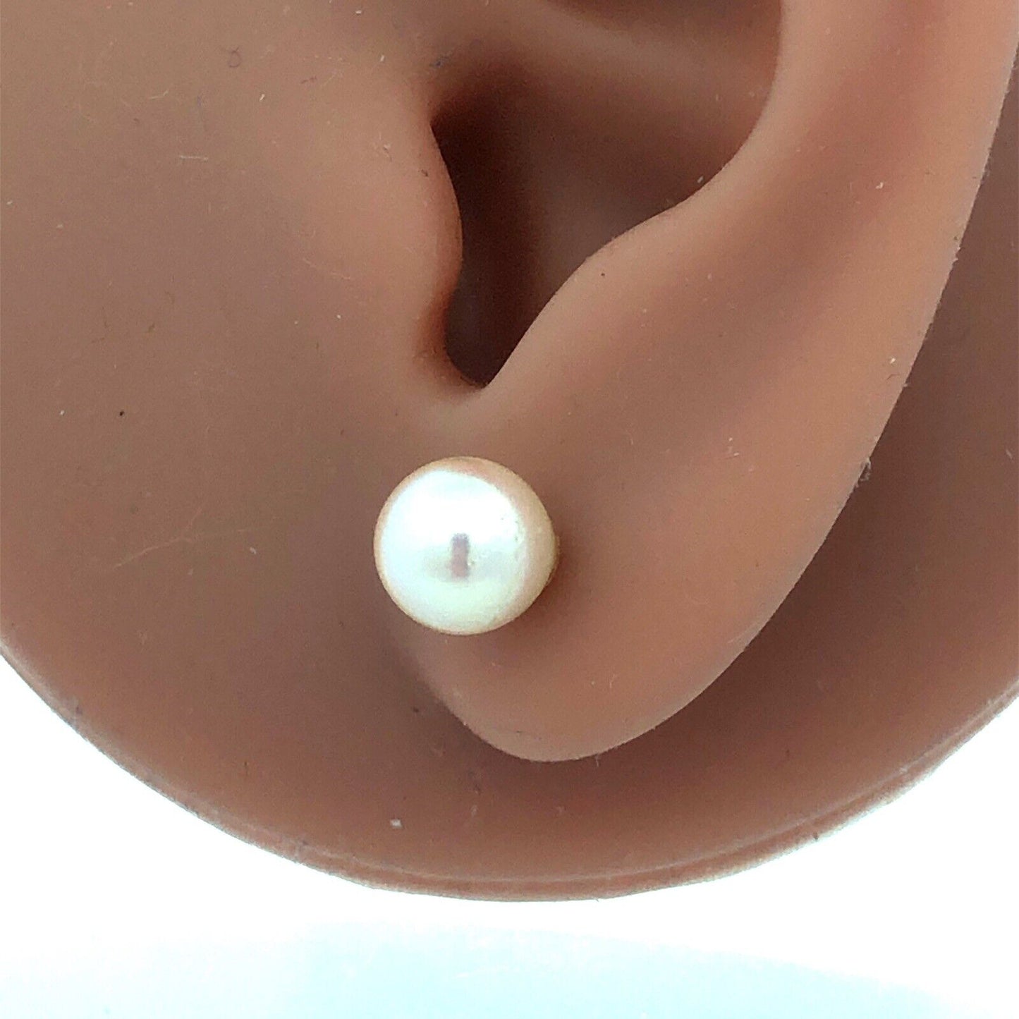 Designer 14K Yellow Gold Round Pearl Ball Stud Earrings