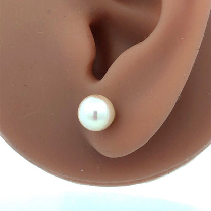 Designer 14K Yellow Gold Round Pearl Ball Stud Earrings