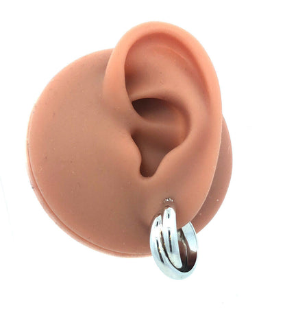 Designer 925 Sterling Silver Round Textured Double Twist Hoop Earrings