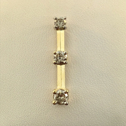 14K Yellow Gold Diamond Infinity Eternity Bridal Anniversary Bar Drop Pendant