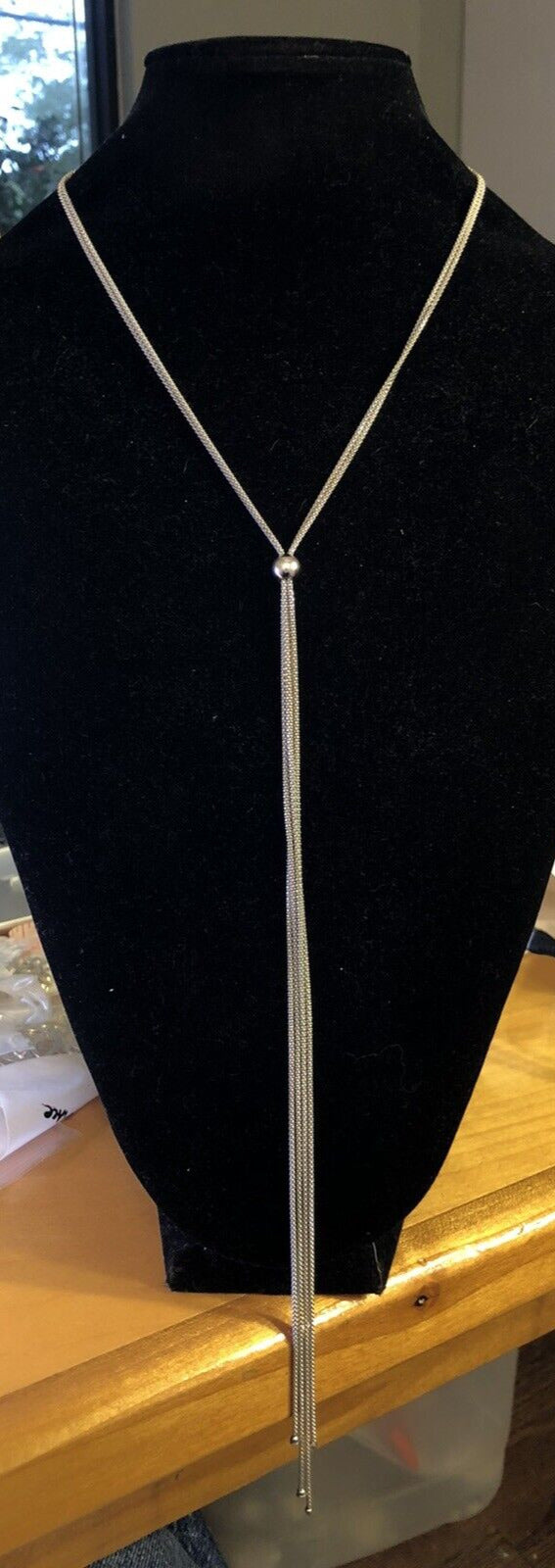 Designer Italy 925 Sterling Silver Double Strand Lariat Popcorn Chain Necklace