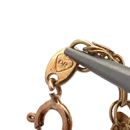Designer OR 10K Yellow Gold Heart Chain Link Bracelet
