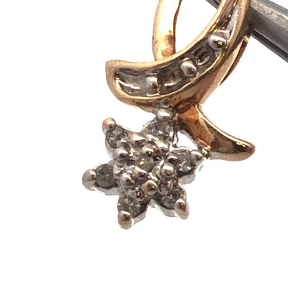 Designer 10K Yellow Gold Round Diamond Flower Pendant