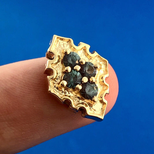 Vintage Designer GK 14k Yellow Gold Green Topaz Slide Spacer Charm