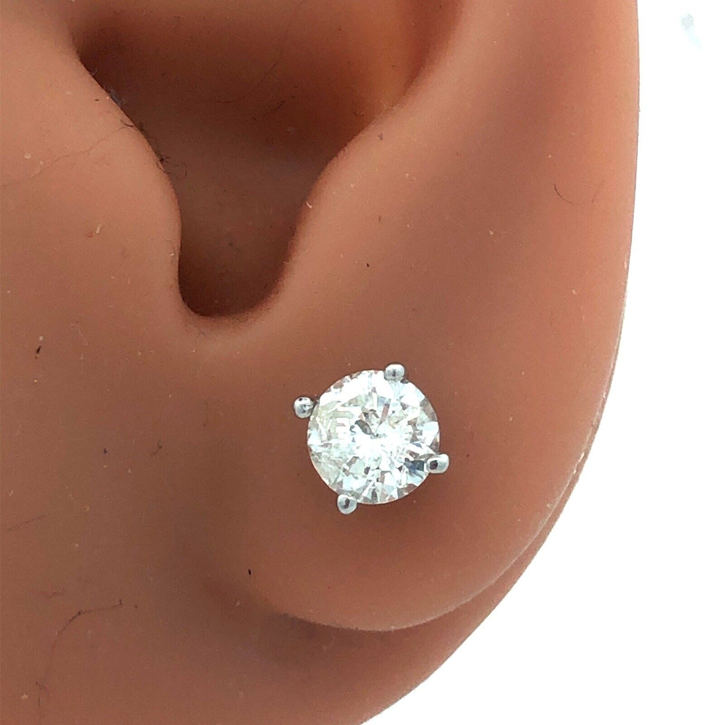 Designer S 14K White Gold Round Diamond Solitaire Screw Back Stud Earrings