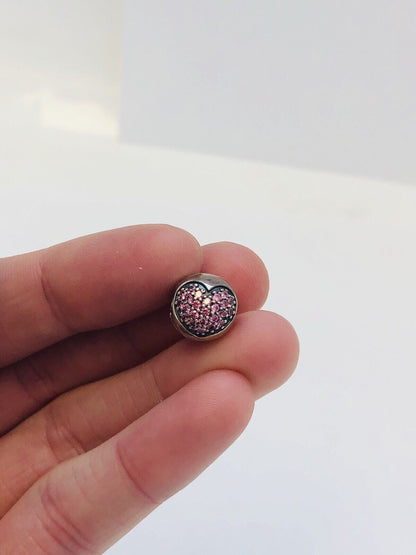 Authentic Pandora Sterling Silver Clear Pink Rose Love of My Life Clip 791053CZ