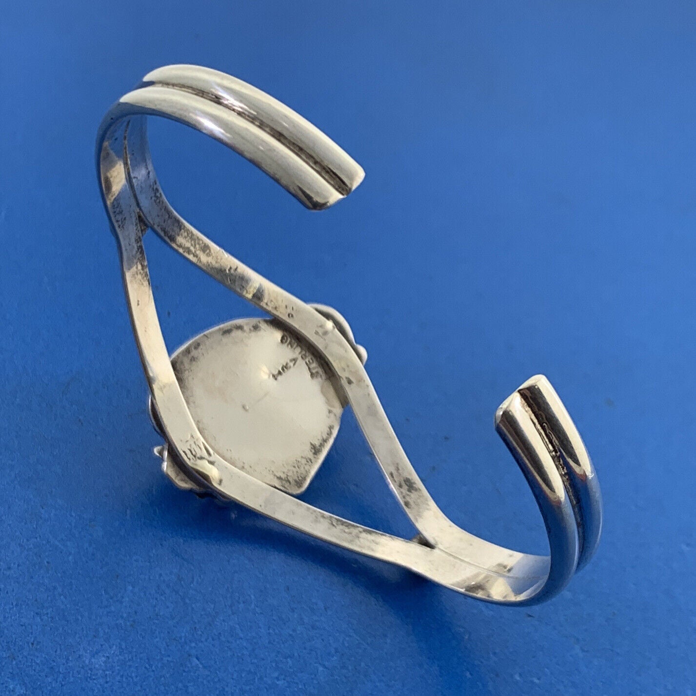 Vintage IRV Monte Navajo 925 Sterling Silver Buffalo Turquoise Cuff Bracelet