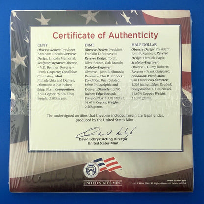 2005 Collecting America's Coins Beginner Basics Set Sealed Three Coin BU Set