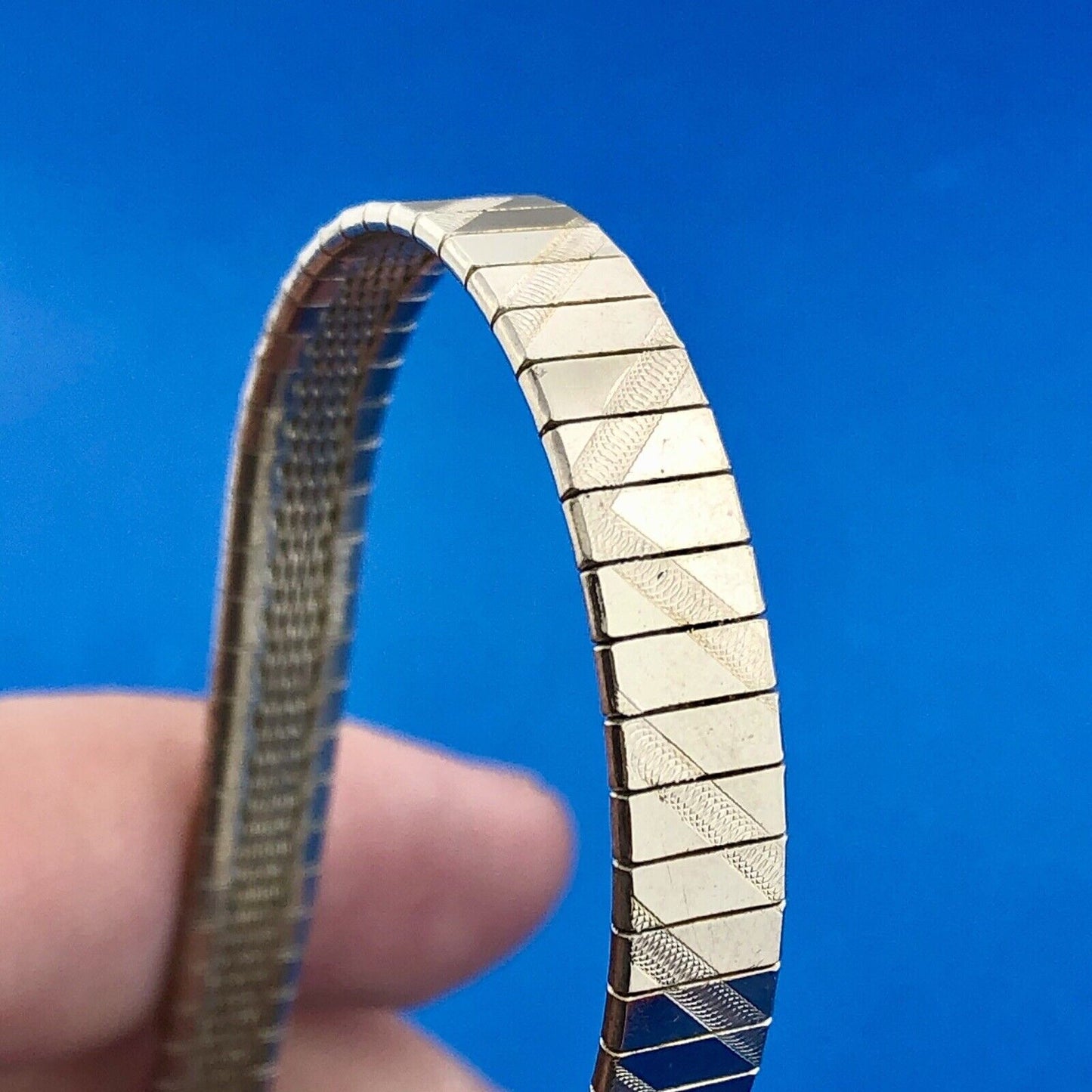 Vintage IBB Italy 925 Sterling Silver Polished Florentine Geometric Bracelet