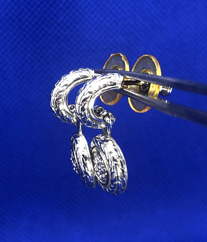 925 Sterling Silver Cubic Zirconia Circle Statement Stud Dangle Earrings