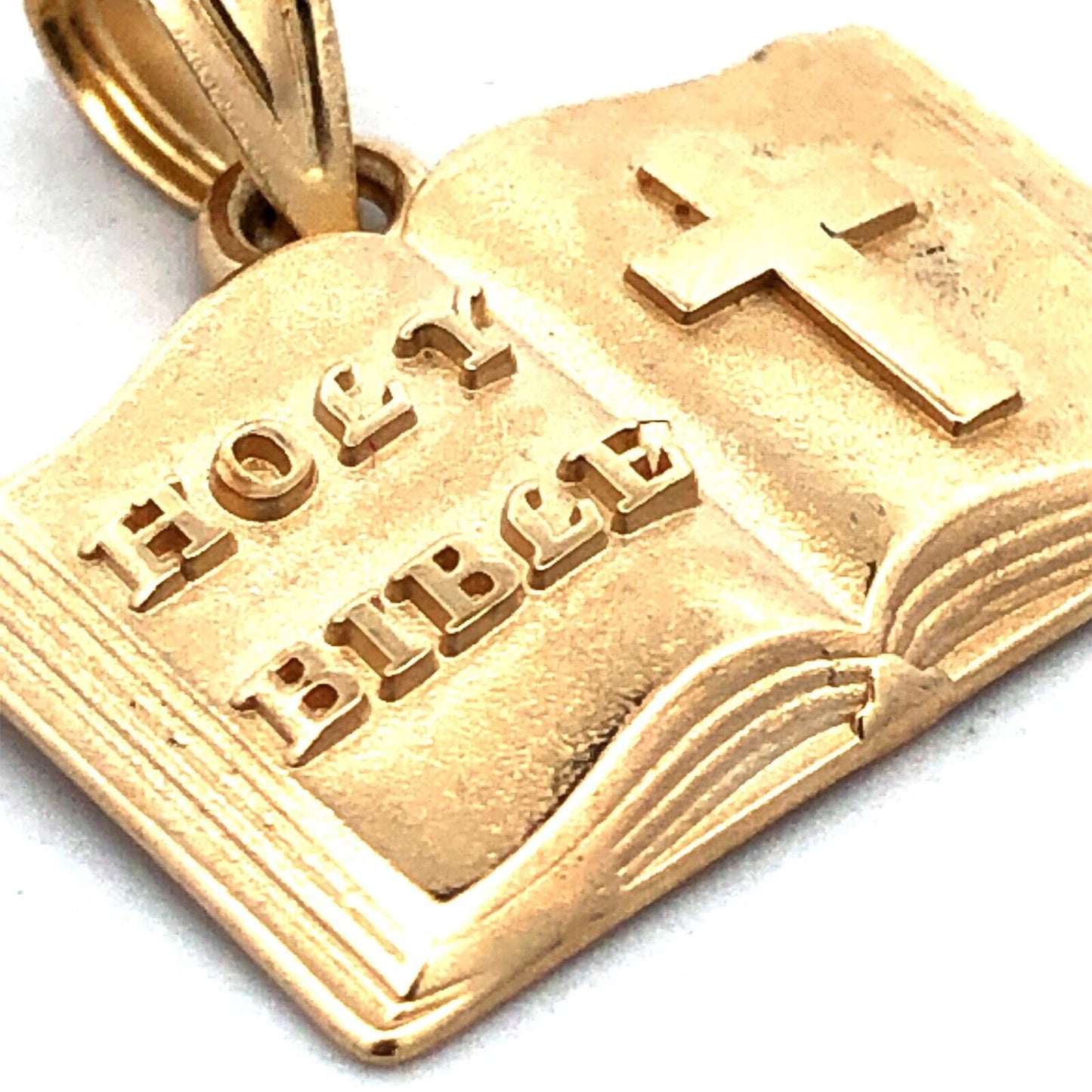 Designer Michael Anthony 14K Yellow Gold Cross Holy Bible Open Book Pendant
