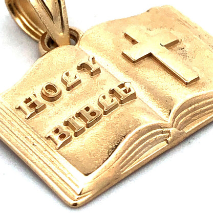 Designer Michael Anthony 14K Yellow Gold Cross Holy Bible Open Book Pendant