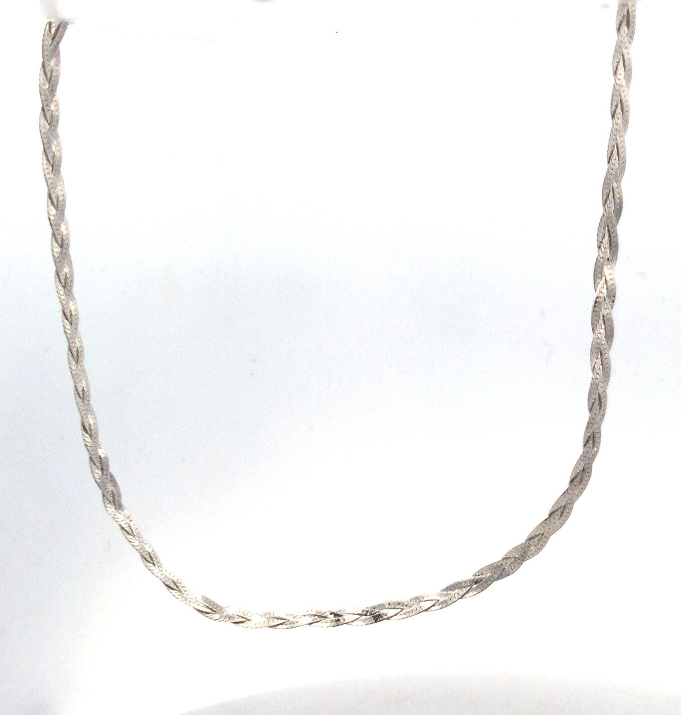 Designer 925 Sterling Silver Flat Herringbone Braided Chain Necklace