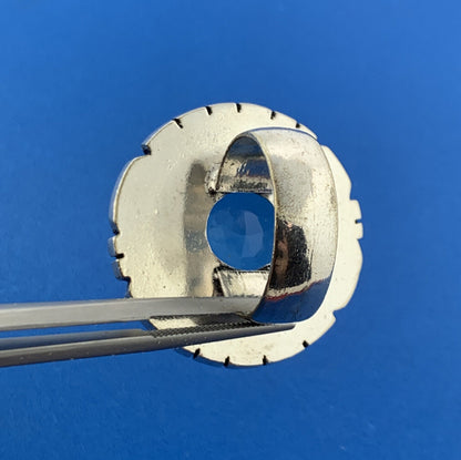 Designer 925 Sterling Silver Blue Cubic Zirconia Solitaire Statement Finger Ring