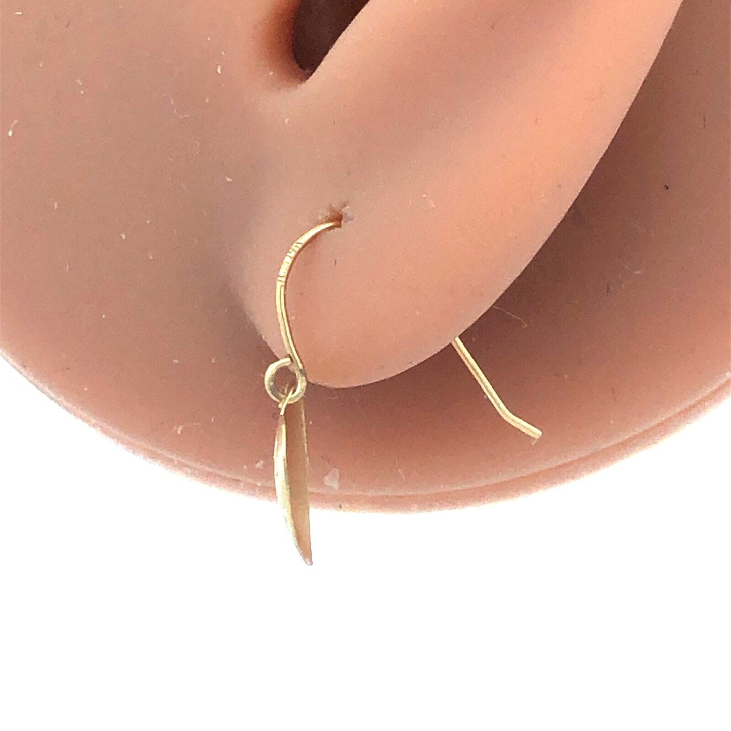 Designer JCM 14K Yellow Gold Textured Heart Love Hook Dangle Earrings