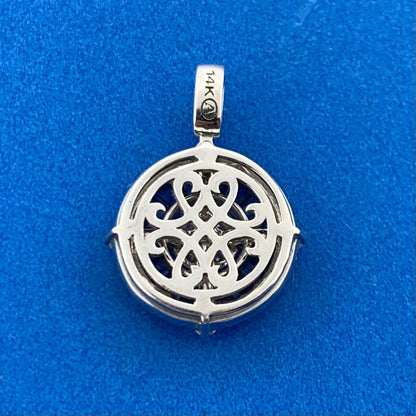 14K White Gold Diamond Sapphire Anniversary Infinity Eternity Pendant