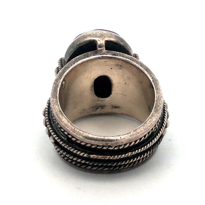 Designer 925 Sterling Silver Oval Cushion Ruby Statement Cocktail Ring