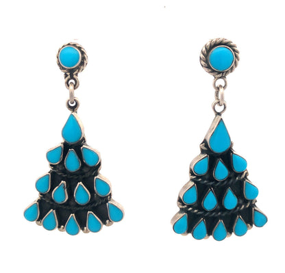 Vintage Bernice Goodspeed Taxco 925 Sterling Silver Turquoise Dangle Earrings
