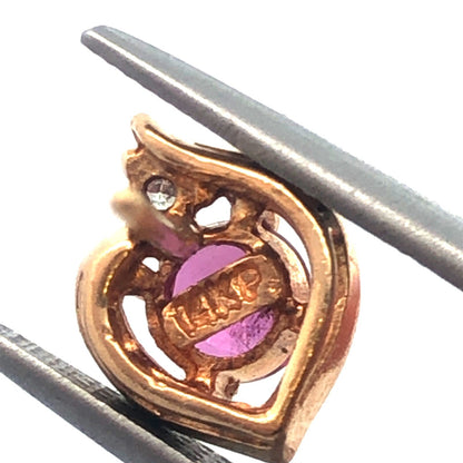 Estate Designer 14K Yellow Gold Ruby Diamond July Anniversary Stud Earrings