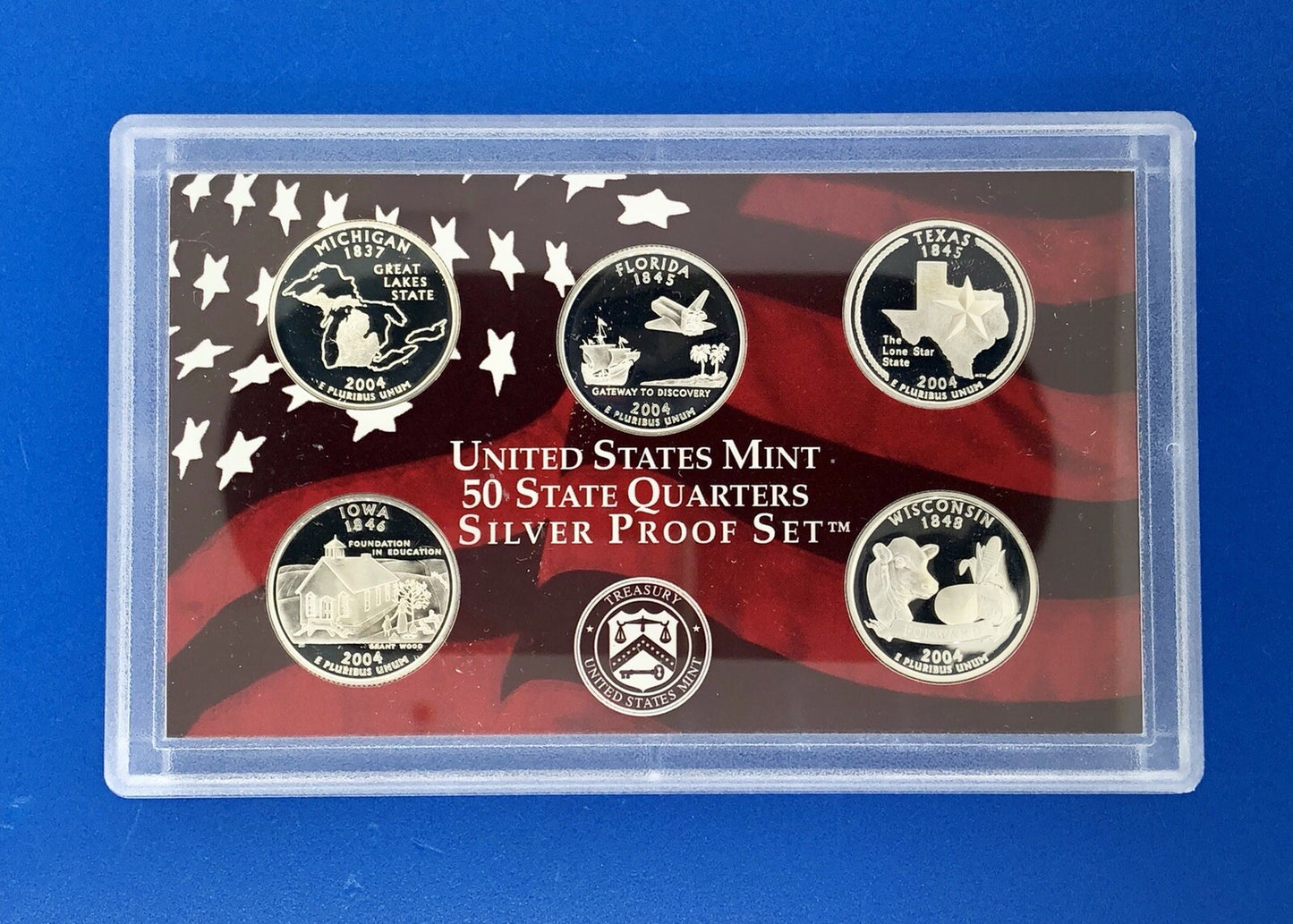 2004 S United States Mint 50 State Quarters 5 Coin Silver Proof Set OMP/COA