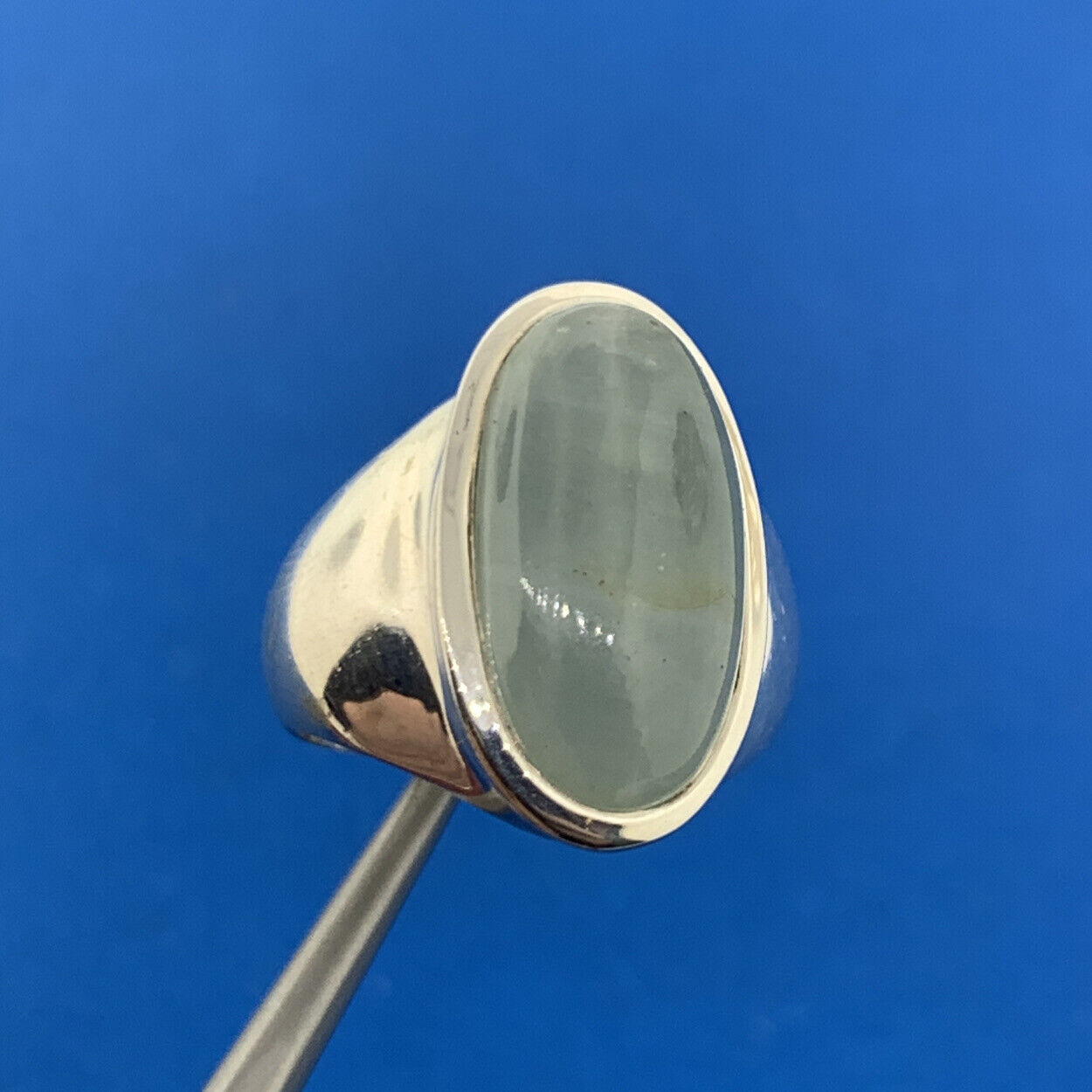 Designer SI Sterling Silver 925 Aventurine Modernist Prosperity Cocktail Ring