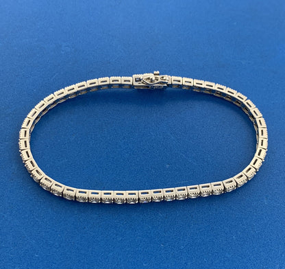 Designer SW 925 Sterling Silver Princess Cubic Zirconia CZ Tennis Bracelet
