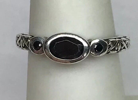 SILPADA Sterling Silver 925 Black Zircon Stackable Scroll Filigree Ring S187