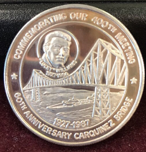 1987 Vallejo Numismatic Society 400th Meeting/60th Anniv Carquinez Bridge .999