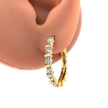 Designer 925 Sterling Silver Gold Vermeil Diamond Round Infinity Hoop Earrings