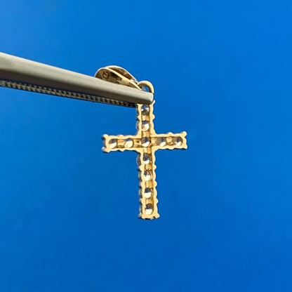 Designer DT 14k Yellow Gold Sparkling CZ Precious Religious Cross Dangle Pendant
