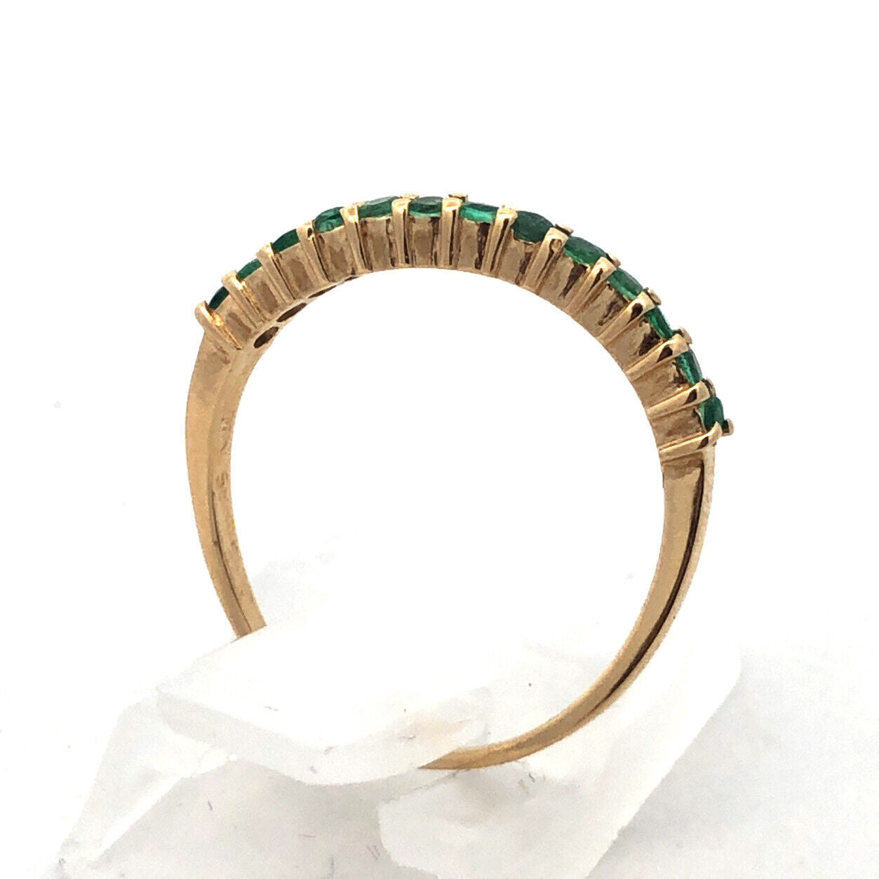 Designer 14K Yellow Gold Emerald Stackable Wave Band Ring