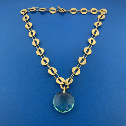 Vintage Carolina Herrara Gold Tone Aqua Blue Glass Drop Mix Match 3 Necklace Set