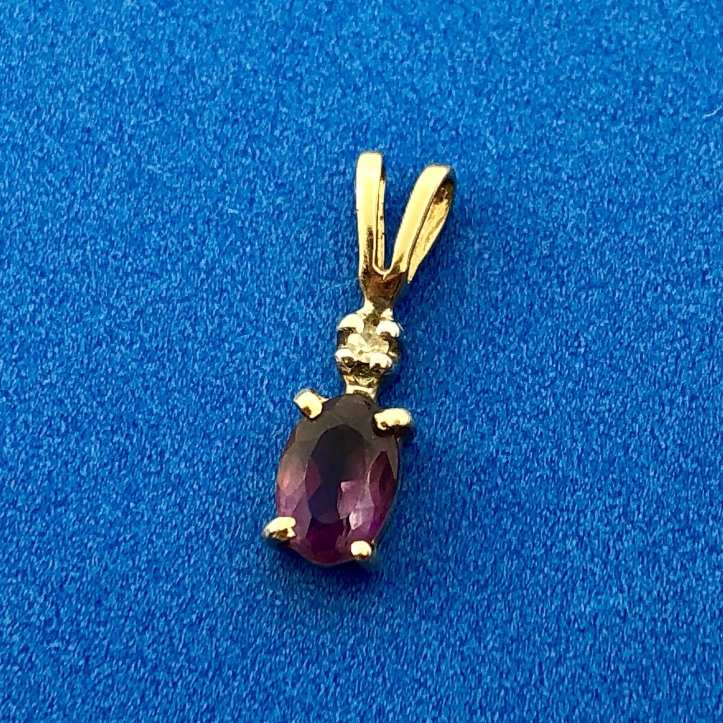 14k Yellow Gold Amethyst Diamond February Anniversary Occasion Pendant