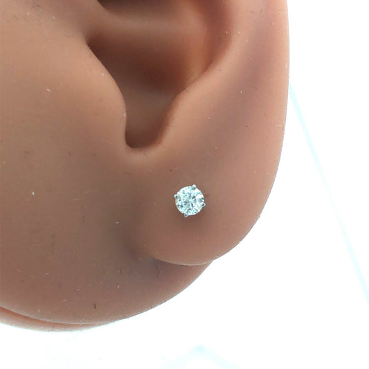 Designer Ross + Simons 14k White Gold Round Diamond Friction Back Stud Earrings