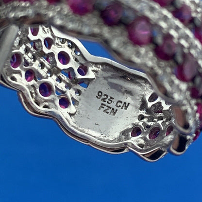 Designer Fuzion Creations Sterling Silver 925 Red Spinel CZ Accent Ring Size 7