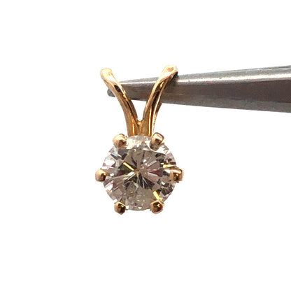 Designer 14K Yellow Gold Round Diamond Solitaire Anniversary Drop Pendant