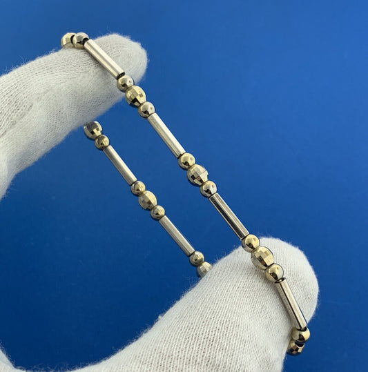 Designer Milor Italy Sterling Silver Vermeil 2 Tone Disco Ball & Bar Bracelet