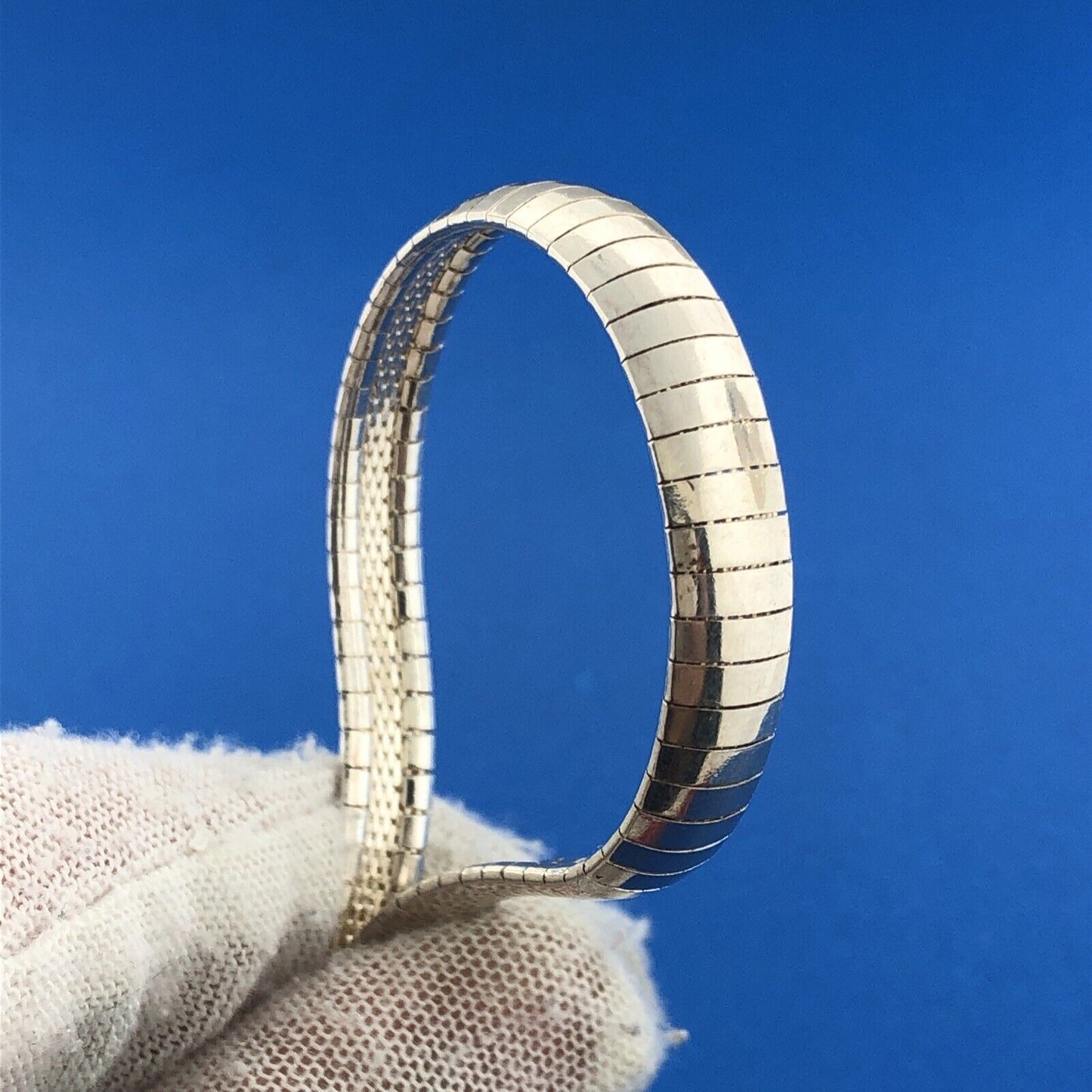 Classic Milor Italy Sterling Silver 925 Omega Snake Wide Choker Necklace