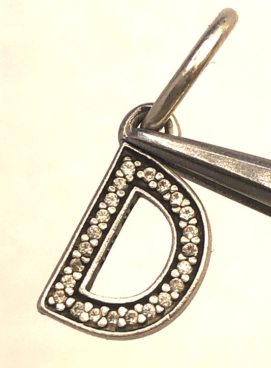 Retired PANDORA ALE 925 Sterling Silver Cubic Zirconia Initial D  791316CZ Charm