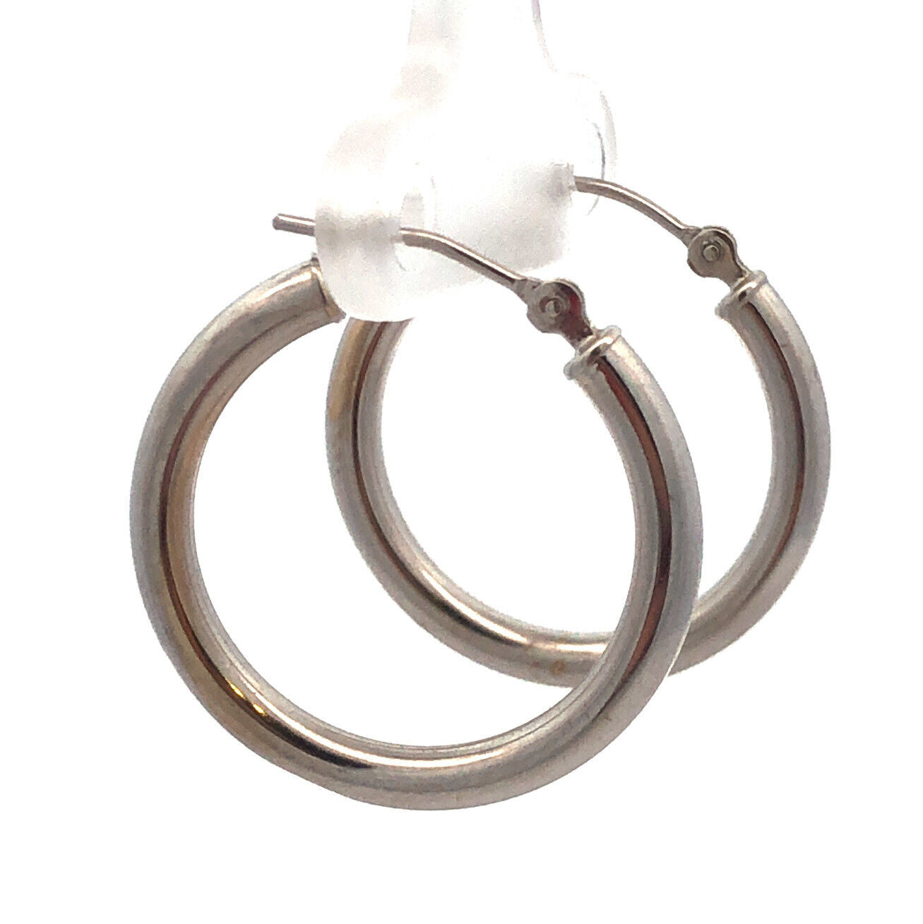 Designer Jacmel Mauritius JCM 14K White Gold Polished Hoop Earrings
