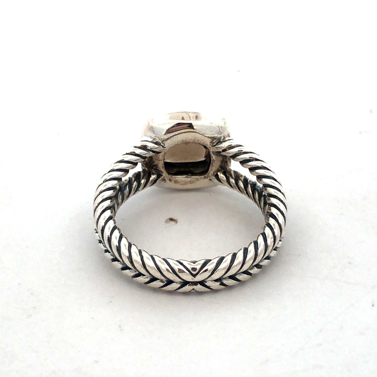 David Yurman 925 Sterling Silver Smoky Quartz Diamond Halo Petite Albion Ring