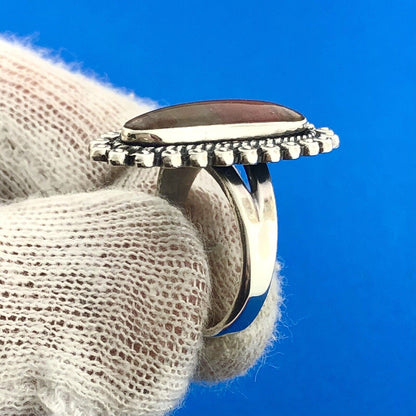 Bell Trading Post 925 Sterling Silver Red Green Jasper Cabochon Statement Ring