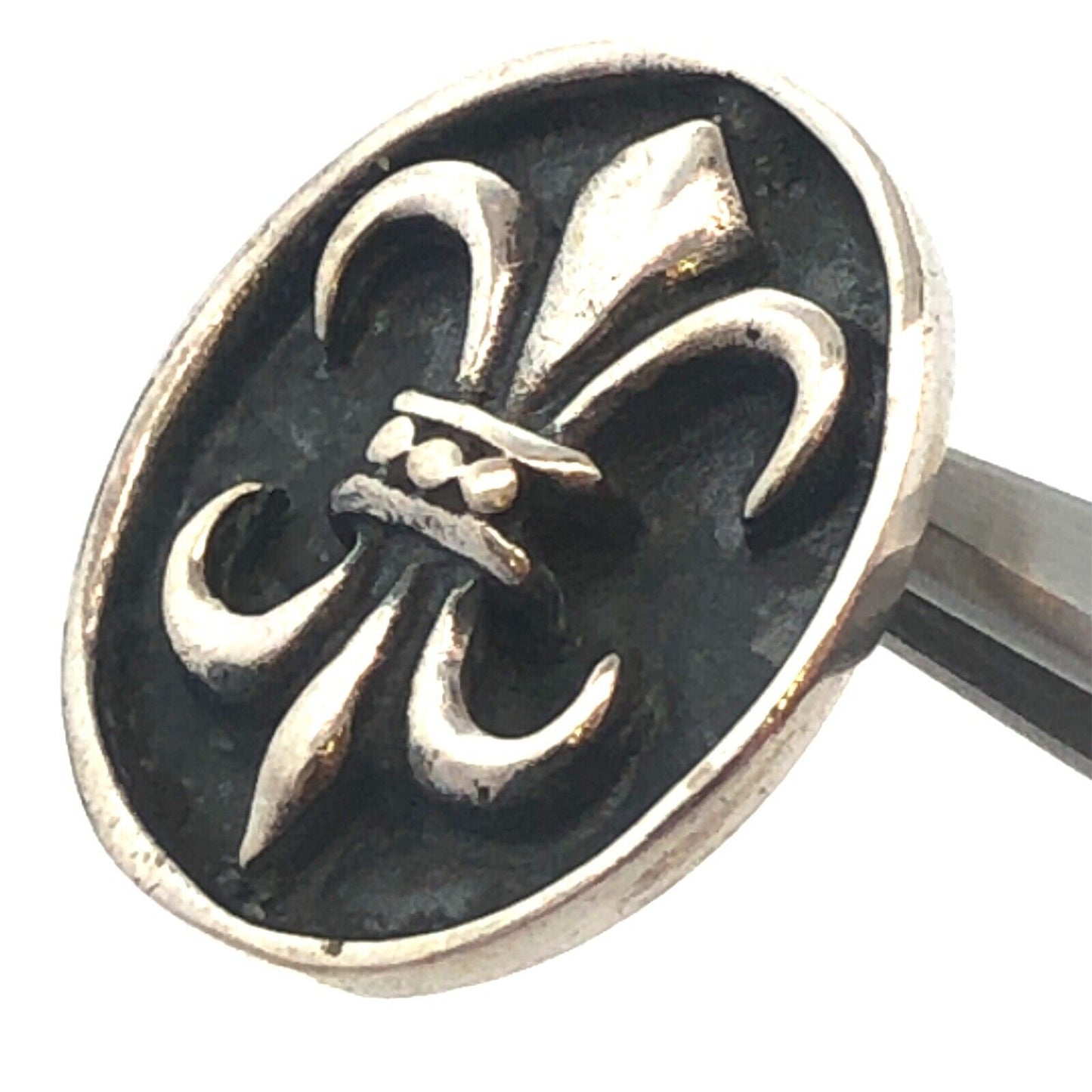 Mexican 925 Sterling Silver Fleur De Lis Oval Pendant