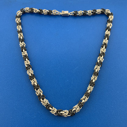 Taxco Mexico TV-53 Two Toned Sterling Silver 925 Circle Rope 16" Chain Necklace