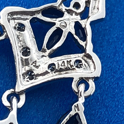 Fabulous 14K White Gold Sapphire Diamond Accented Chandelier Dangle Earrings