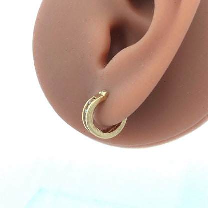 Designer 14K Yellow Gold Round Cubic Zirconia CZ Huggy Hoop Earrings