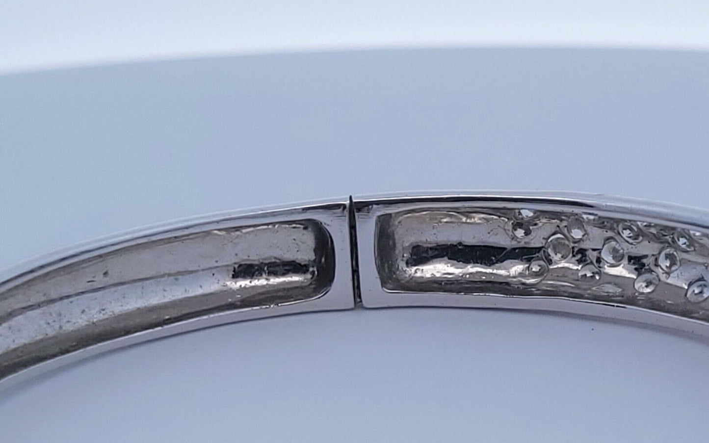 Diamonique .925 Sterling Silver Cubic Zirconia Studded Hinge Bracelet