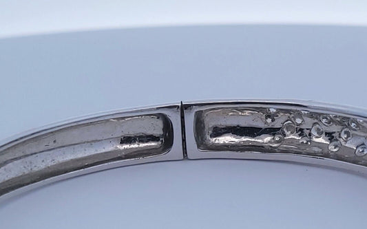 Diamonique .925 Sterling Silver Cubic Zirconia Studded Hinge Bracelet