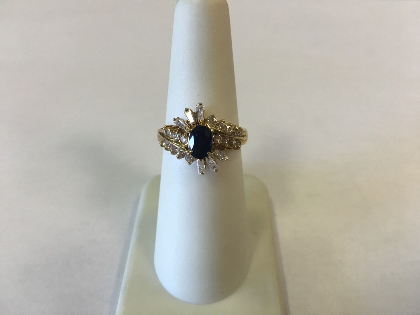14k Yellow Gold Oval Sapphire with Diamond Accents Cocktail Ring