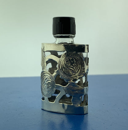 Vintage Taxco Mexico 925 Sterling Silver Overlay Perfume Scent Flask Bottle